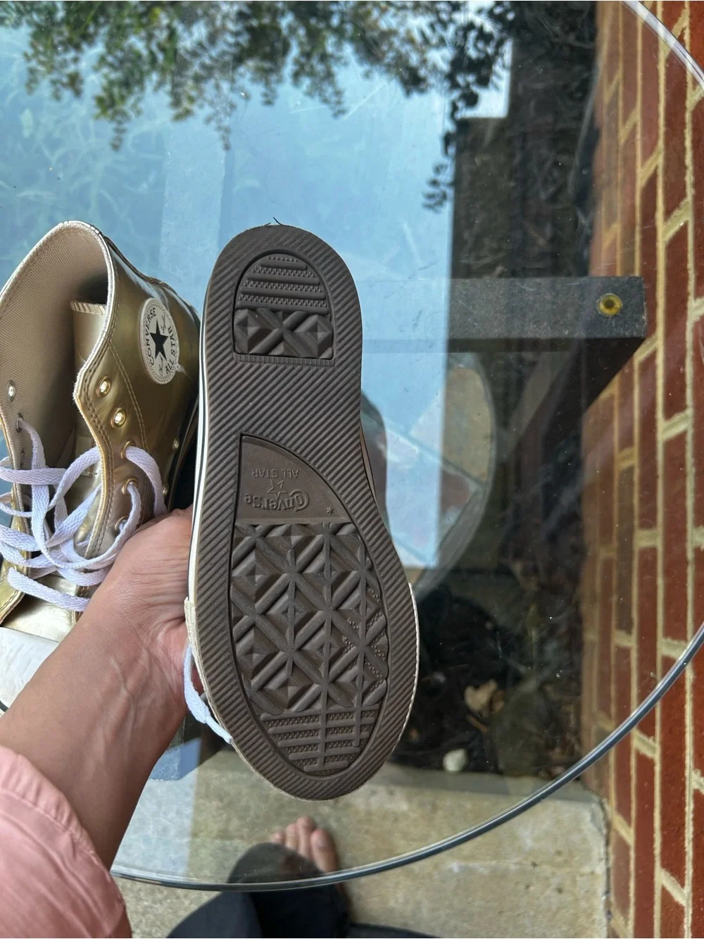 Converse Kids Metallic Gold High-Top Sneakers with White Laces
